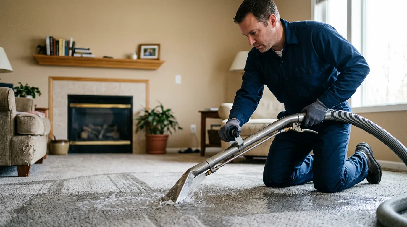 Water damage restoration technician working near Moncure, NC
